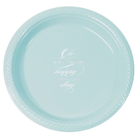 Personalized Romantic Oh Happy Day Plastic Plates